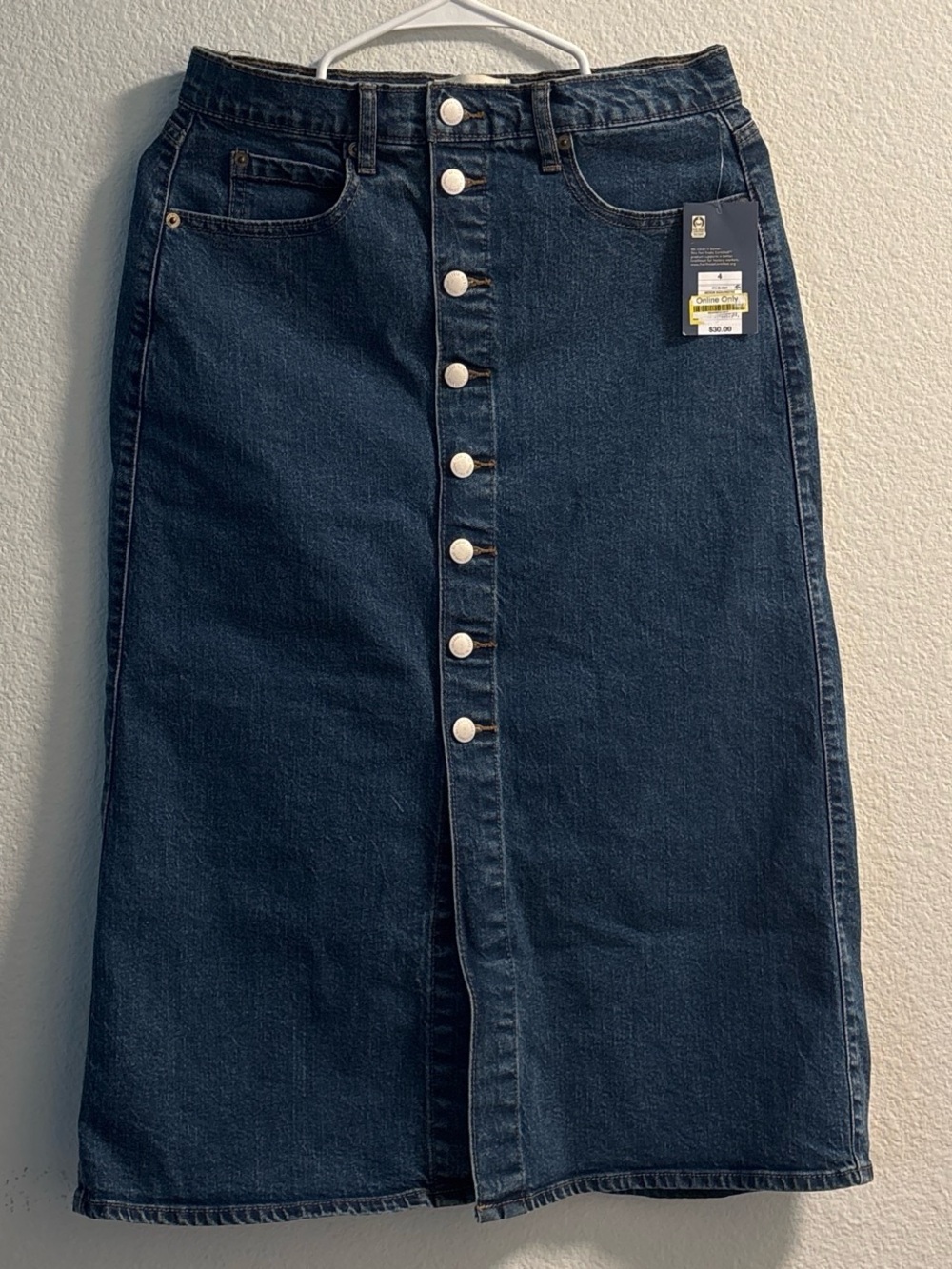 Universal Thread Dark Blue Button-Front Denim Skirt